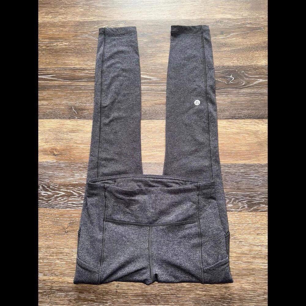 Lululemon Speed Up Tight Mid Rise 25” With Pockets, Heathered Black Size 2